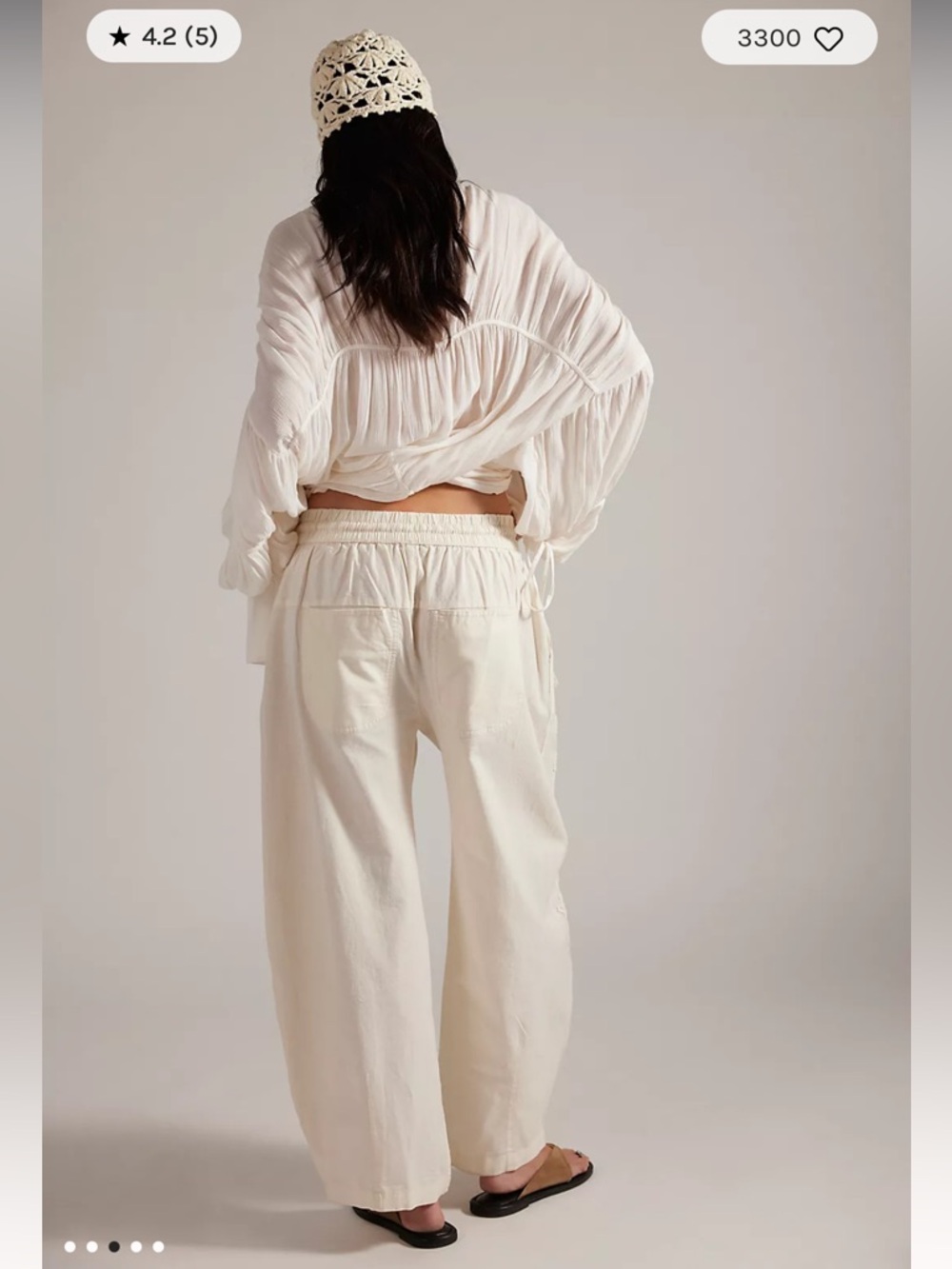 Free People Lex Embroidered Pull On Barrel Pants Ivory Size Small Linen Blend - Picture 5 of 14